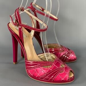 ROBERTO CAVALLI Size 6 Pink Mixed Materials Patent Leather Platform Sandals